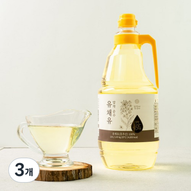 압착 순수 유채유, 3개, 1.8L