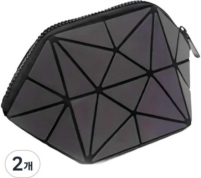 쇼팜 프리즘 육각 화장품파우치, 2개, 프리즘 육각파우치_카멜레온블랙