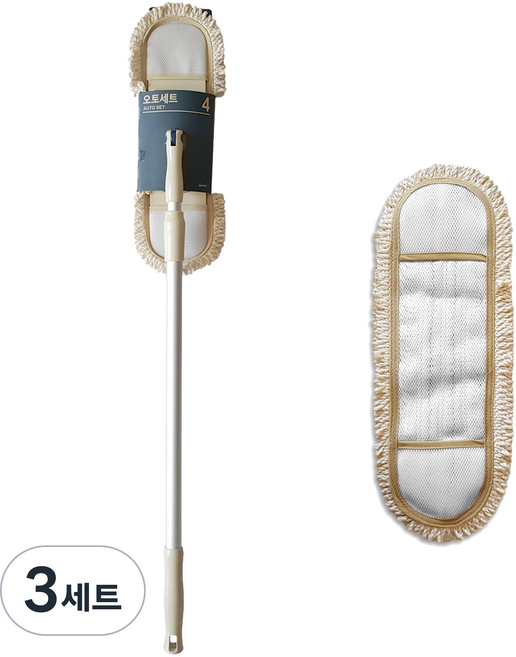 필굿리빙 가로방 밀대걸레 + 리필 걸레 세트, 3세트