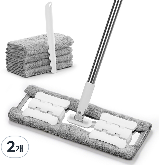 joybos 다용도 집게형 밀대걸레 360회전 바닥청소 밀대걸레 극세사 리필패드 4매, 2개