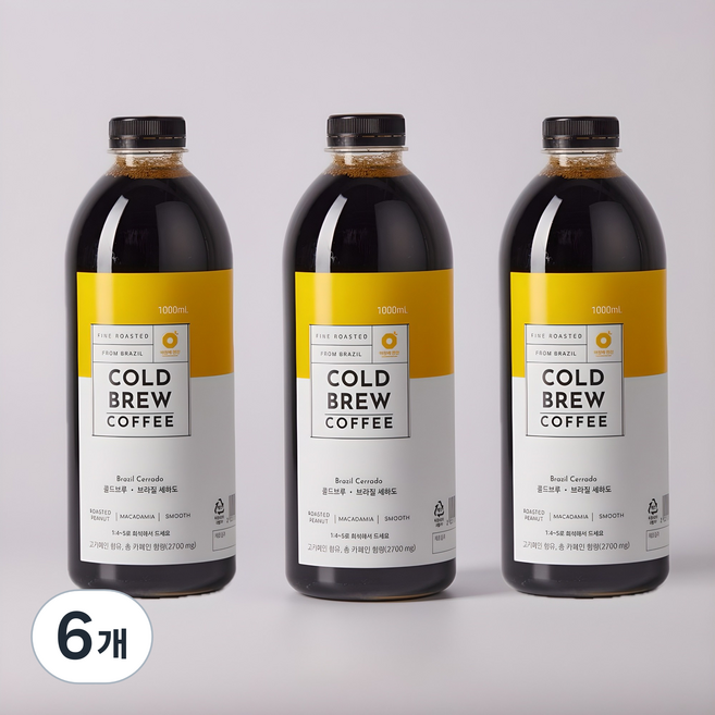 아침에한잔 세하도 더치커피 콜드브루 원액, 6개, 1개입, 1L