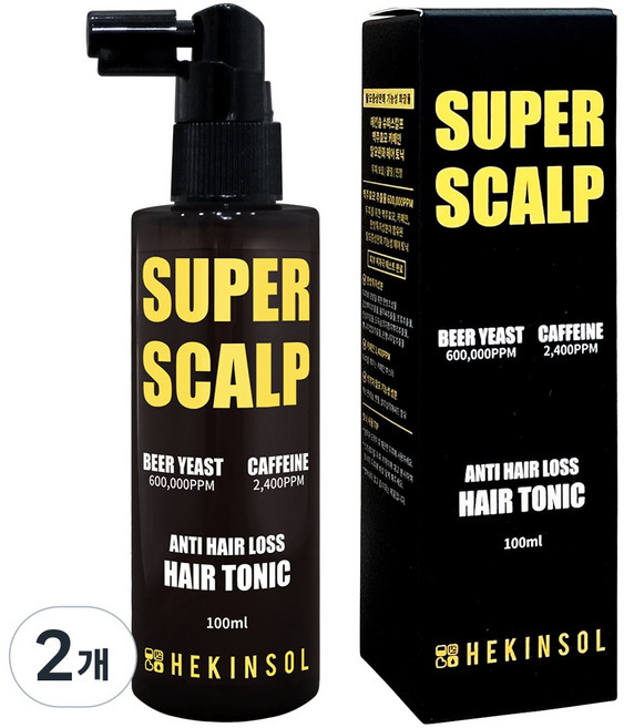 헤킨솔 슈퍼스칼프 맥주효모 카페인 탈모완화 헤어 토닉, 2개, 100ml