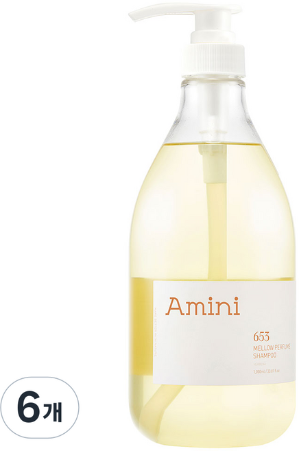 아미니 약산성 단백질 두피케어 샴푸 버베나향 (자연유래 계면활성제 100%), 1L, 6개