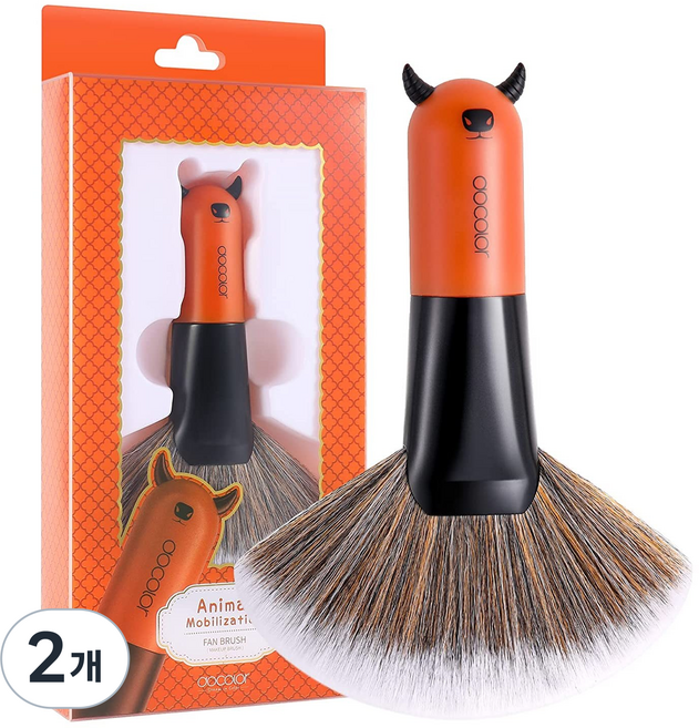 Docolor 블러셔 브러시 파운데이션 브러시 윤곽 브러시 대형 브러시 부채꼴 브러시 고급 합성 헤어 브러시 얼굴 가부키 커버 미네랄 광택 테이퍼 브러시, 2개, DO-C04