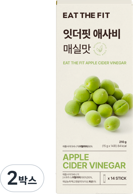 잇더핏 비니거핏 애플사이다비니거 14포, 2박스, 210g