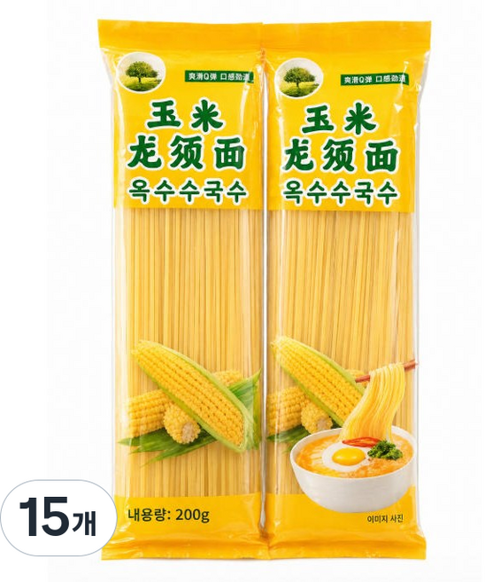 <천룡무역>쫄깃하고 매끄러운 맛있는 옥수수국수, 15개, 200g