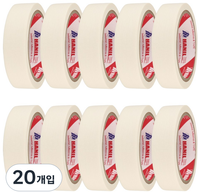 한일 마스킹 테이프 종이테이프 25mm x 20M, 20개
