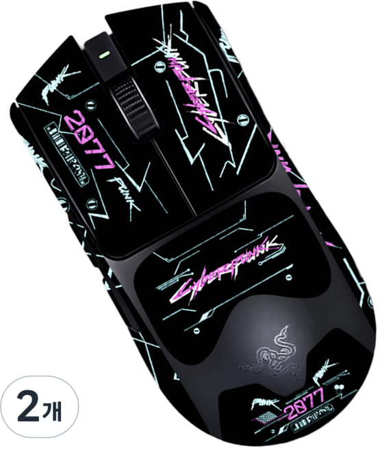 케이노 레이저 바이퍼 V3 프로 전용 마우스 그립 테이프 논슬립 패치, 2개, 블랙_Cyberpunk