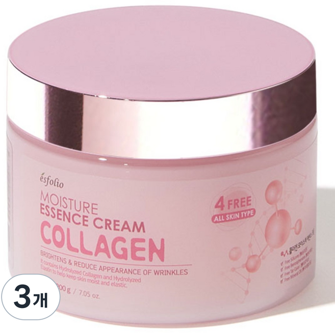 에스폴리오 콜라겐 모이스처 에센스 대용량 크림 미백 주름개선 고보습 탄력 영양, 200g, 3개