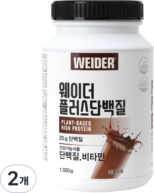 웨이더 플러스 단백질 초콜릿맛 프로틴 쉐이크, 1.02kg, 2개