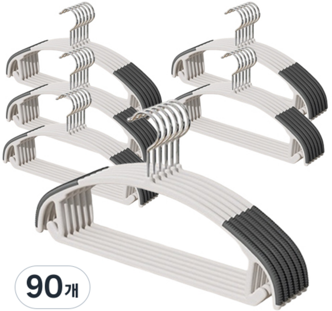 일상가 논슬립 어깨뿔방지 고급형 고리회전가능한 옷걸이, 90개, 그레이