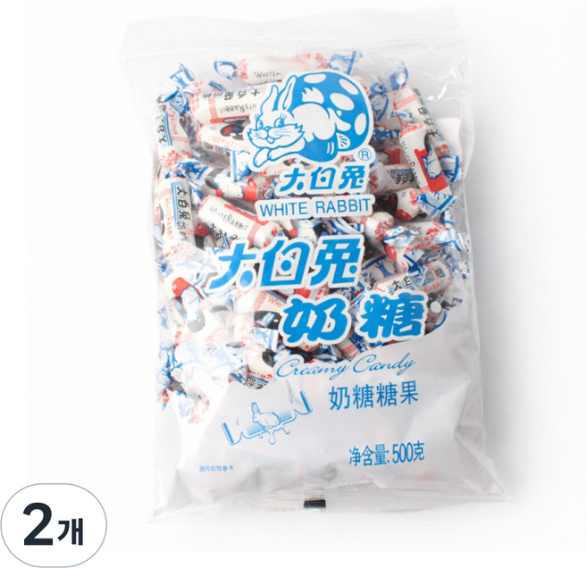 따바이투 캔디 화이트래빗 상하이 토끼사탕, 500g, 2개