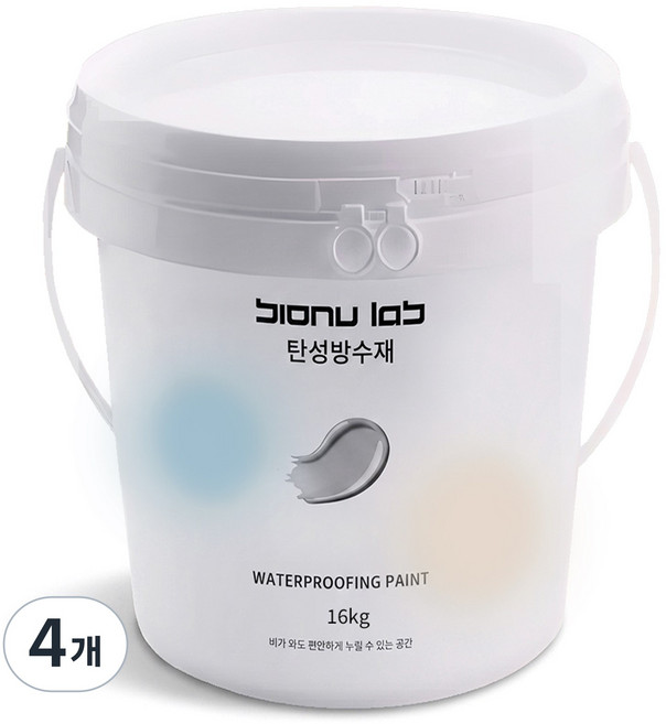 비오누랩 옥상방수 우레탄 탄성 방수제 페인트, 4개, 16kg, 회색(그레이)