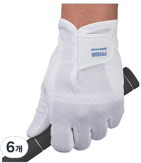 [2장 1세트] 프로기아 PRGR 쿨메쉬 남성 남자 골프장갑 반양피 논슬립 장갑, DH-203K 화이트, 6개