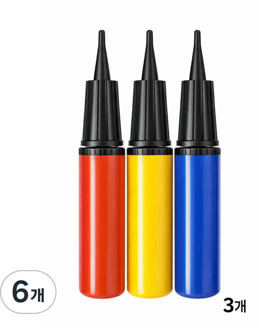 브로키 풍선 손펌프 튜브 공기주입기, 6개, 혼합색상