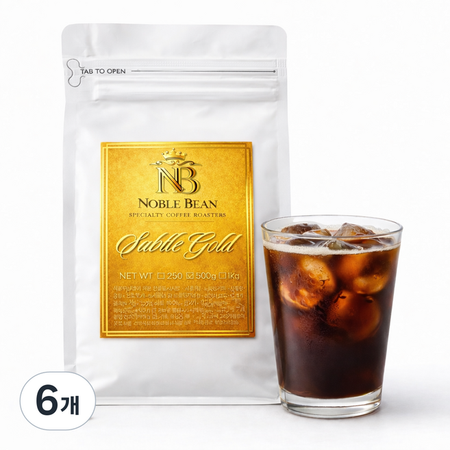 노블빈 산미없는 다크 블렌드 원두 커피, 6개, 1kg, 홀빈(분쇄안함)