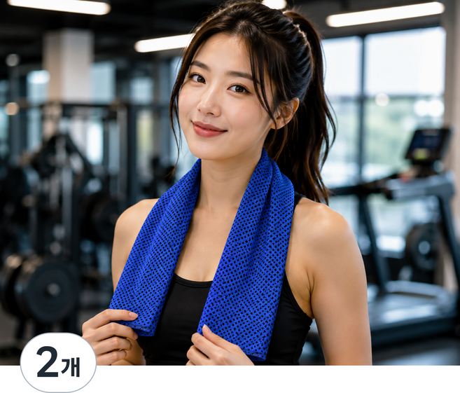 3초 냉각 아이스 쿨타올 얼음 냉감 스포츠타월 닿자마자 얼음찜질 쿨링 냉수건 끝판왕, 블루, 2개