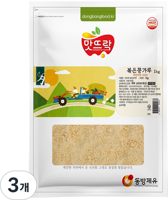 맛뜨락 국산 우리콩 볶은 콩가루, 3개, 1kg