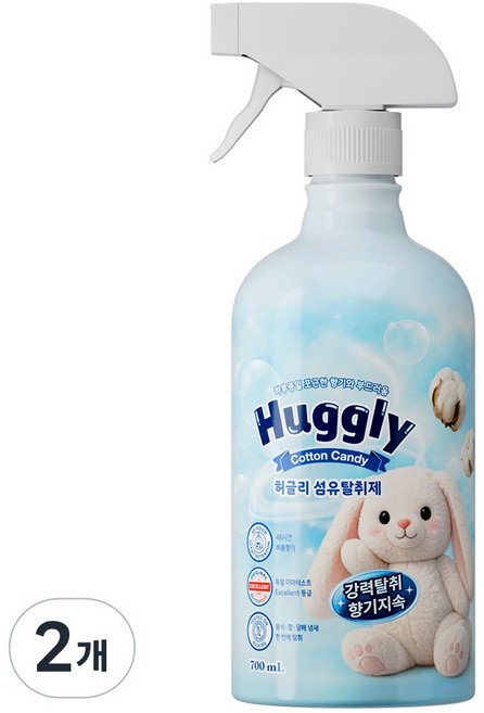 허글리 코튼캔디 대용량 섬유탈취제 본품, 2개, 700ml