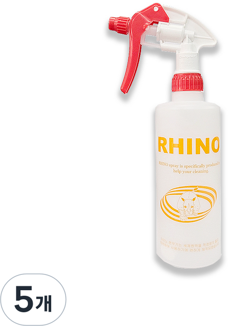 라이노분무기 500mI 내화학성분무기 전문가용 청소 소독 식당분무기, 5개, 옐로우