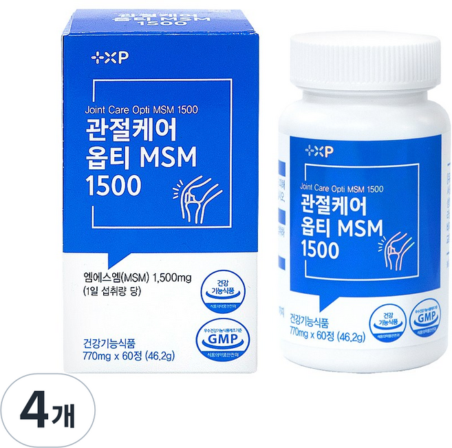 관절케어 옵티 MSM 1500mg 관절 연골 영양제, 4개, 60정