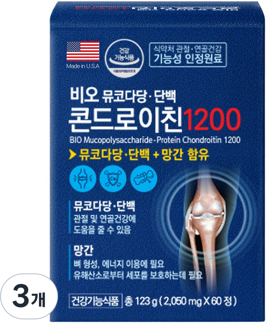 디비바이오 비오 뮤코다당단백 콘드로이친 1200, 3개, 60정