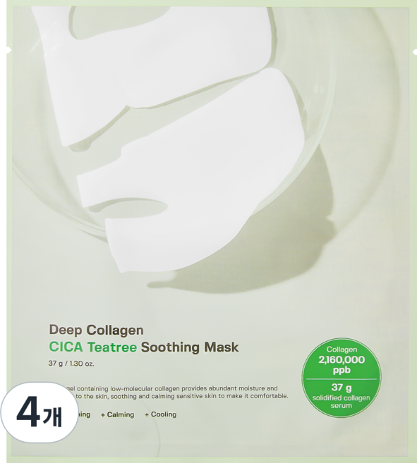 성분에디터 저분자 딥콜라겐 시카 병풀 티트리 쿨링 진정 마스크팩, 4개입, 4개