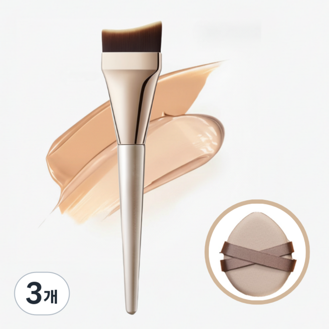 센토라 결자국 없는 밀착 브러쉬+퍼프 세트, 3개, 베이지