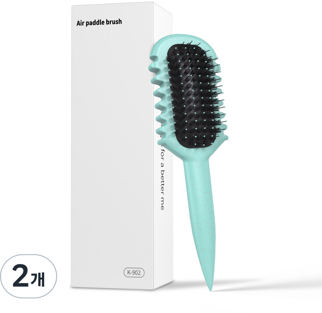 Leeko 쿠션 볼륨 헤어빗/두피 마사지 쿠션 빗/정전기 방지 마사지 빗/스타일링 헤어 브러시/엉킴 방지/정전기 방지/꼬리빗/더부룩한 머리, 2개, K902/녹색
