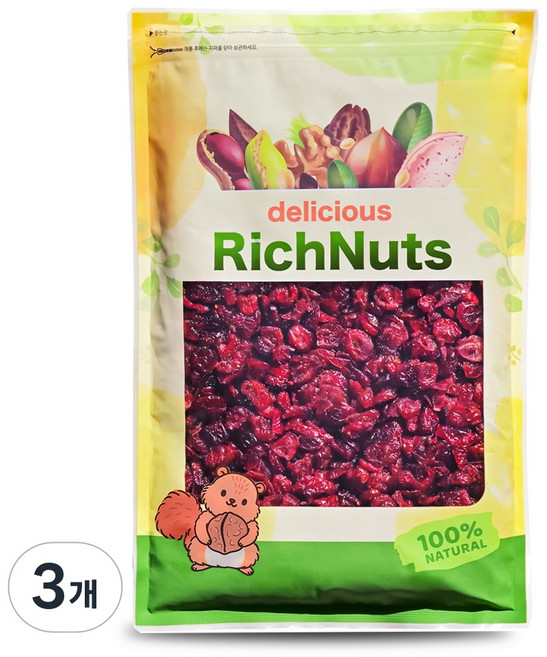 리치너츠 건크랜베리 미국산, 3개, 1kg