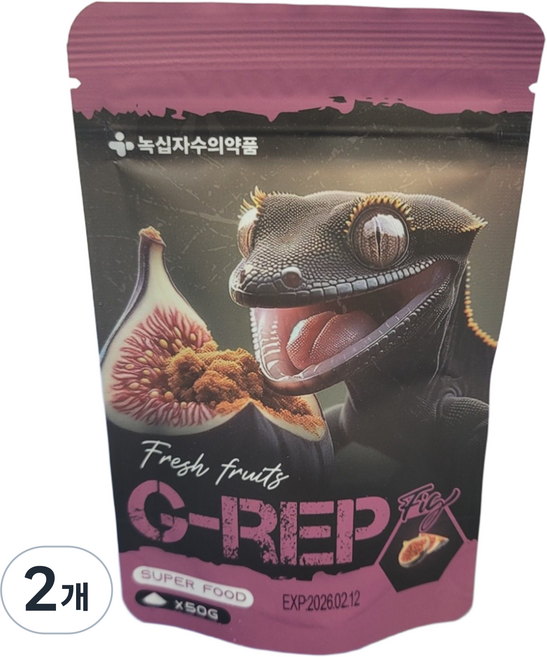 녹십자 지렙 G-REP 무화과맛 슈퍼푸드 게코 사료 사은품증정, 2개, 50g