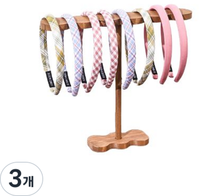 아세티 고급스러운 원목 머리띠 팔찌 정리진열대, 3개, 브라운