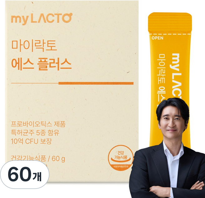 마이락토 온가족 장건강 특허 유산균 에스플러스 포도맛 가루유산균 분말형 30포, 60개, 2g