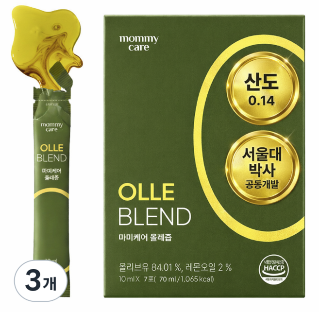마미케어 유기농 스페인 엑스트라버진 0.14 올리브오일 레몬즙 스틱 올레샷 올레즙, 3개, 70ml