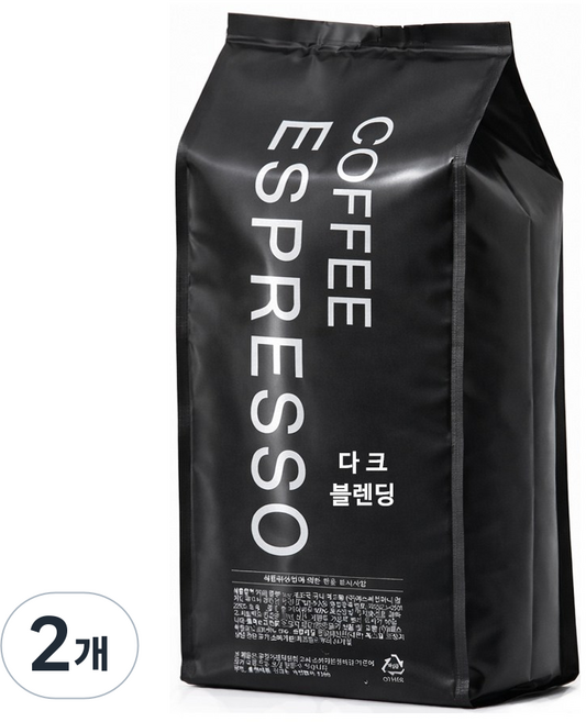 커피 에스프레소 다크 블렌딩 원두커피, 홀빈(분쇄안함), 1kg, 2개