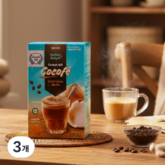COCOFE 베트남 커피 코코넛 믹스 스틱 커피, 160g, 3개, 10개입