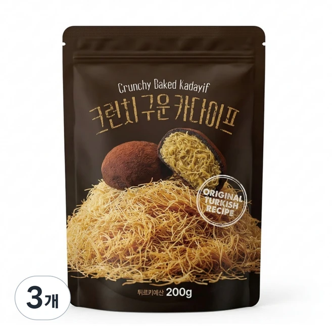 튀르키예산 크런치 구운 볶은 카다이프, 3개, 200g - 쿠팡
