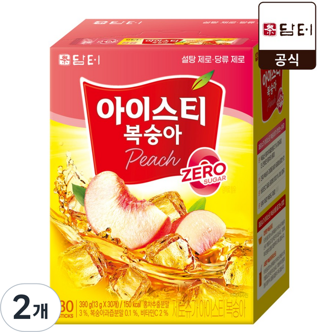 담터 아이스티 복숭아맛 제로슈가, 13g, 30개입, 2개