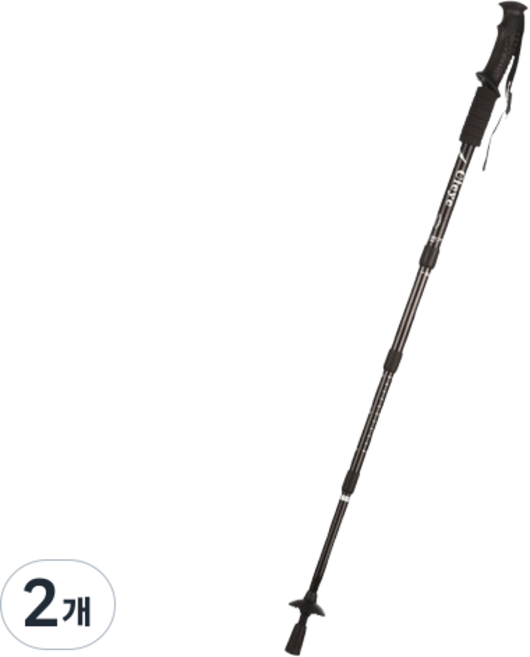 OSTB 남녀공용 등산스틱 4단 트레킹폴, 2개, 블랙