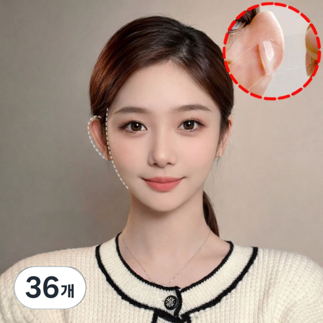 엔웨스트 엘프귀 누운귀 귀성형 테이프 스티커, 36개, 투명