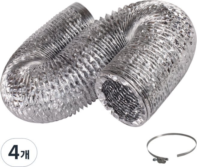 덕트몰 알류미늄 은박 주름관 자바라 덕트호스+호스밴드 5cm 6.5cm 7.5cm 8cm 8.5cm 10cm 12.5cm 15cm 20cm 25cm 30cm 알루미늄 닥트자재, 3m, 4개