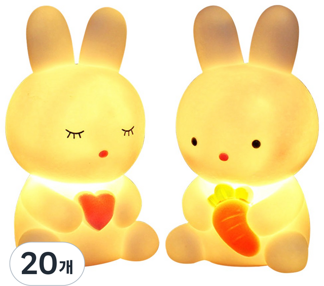키즈허니 LED 토끼 미니 무드등 어린이집 생일선물 답례품, 20개, 혼합색상