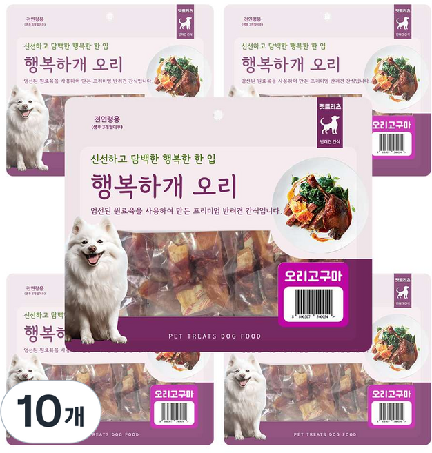 펫트리츠 강아지 행복하개 육포, 오리고구마, 300g, 5개