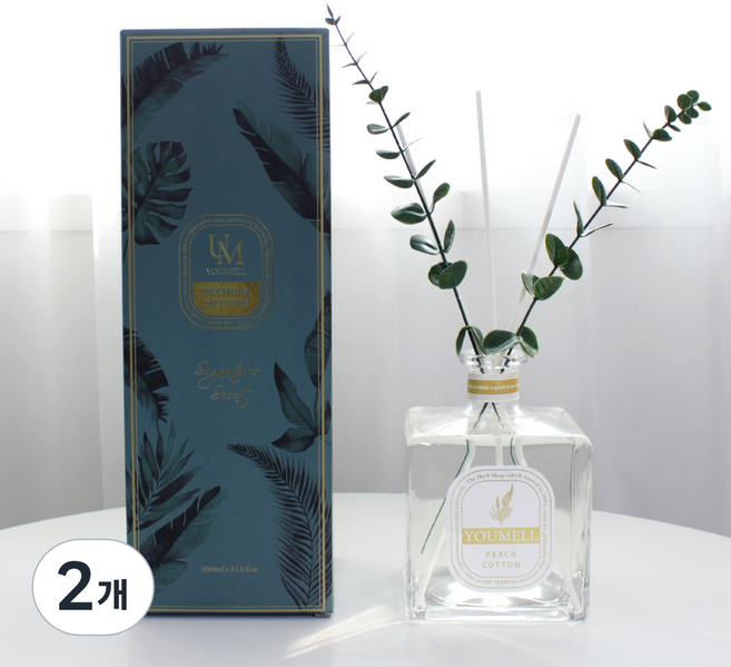 유멜 프리미엄 대용량 디퓨저, 아카시아모링가, 1L, 2개