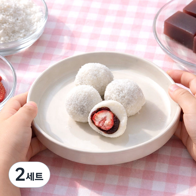 요리하는 떡카소 딸기 찹쌀떡 만들기 유치원 어린이집 초등 어린이 체험 DIY 키트, 2세트