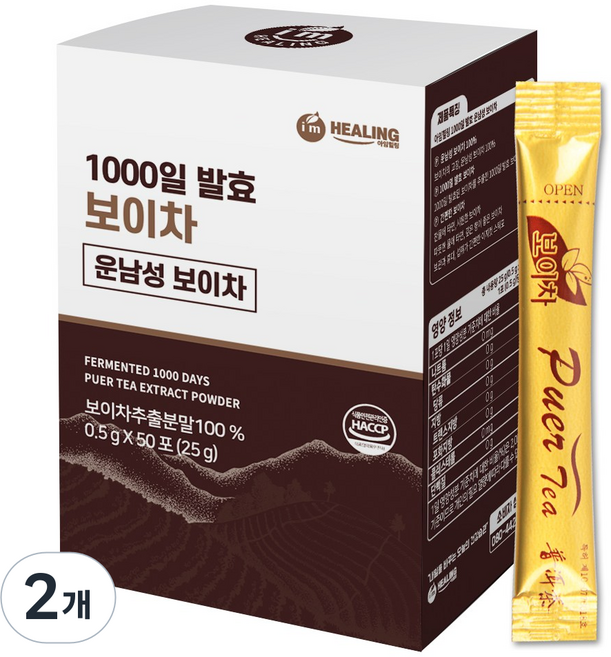 주식회사힐링 백장생 보이차, 500mg, 50개입, 2개