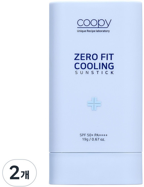 쿠피 끈적임없는 제로핏 즉각 쿨링 수분 선스틱 SPF50+ PA++++, 19g, 2개