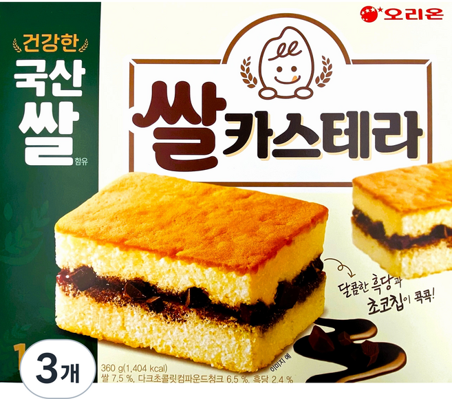 오리온 국산쌀 쌀카스테라, 3개, 360g