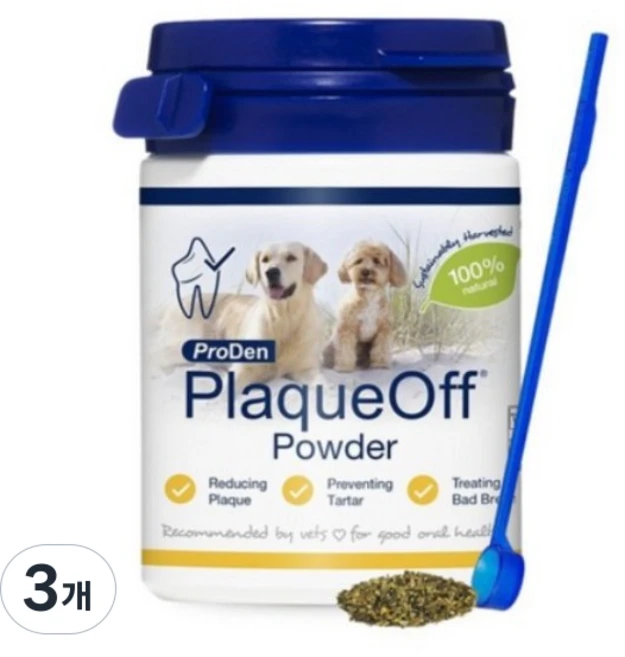 프로덴 플라그오프 강아지 치석제거 파우더 구강관리, 3개 - 쿠팡