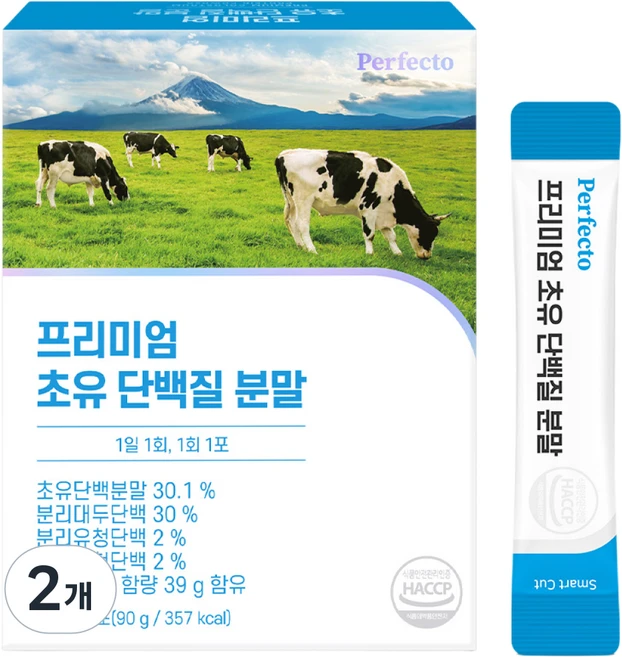퍼펙토 프리미엄 초유 단백질 분말 스틱, 90g, 2개 - 쿠팡